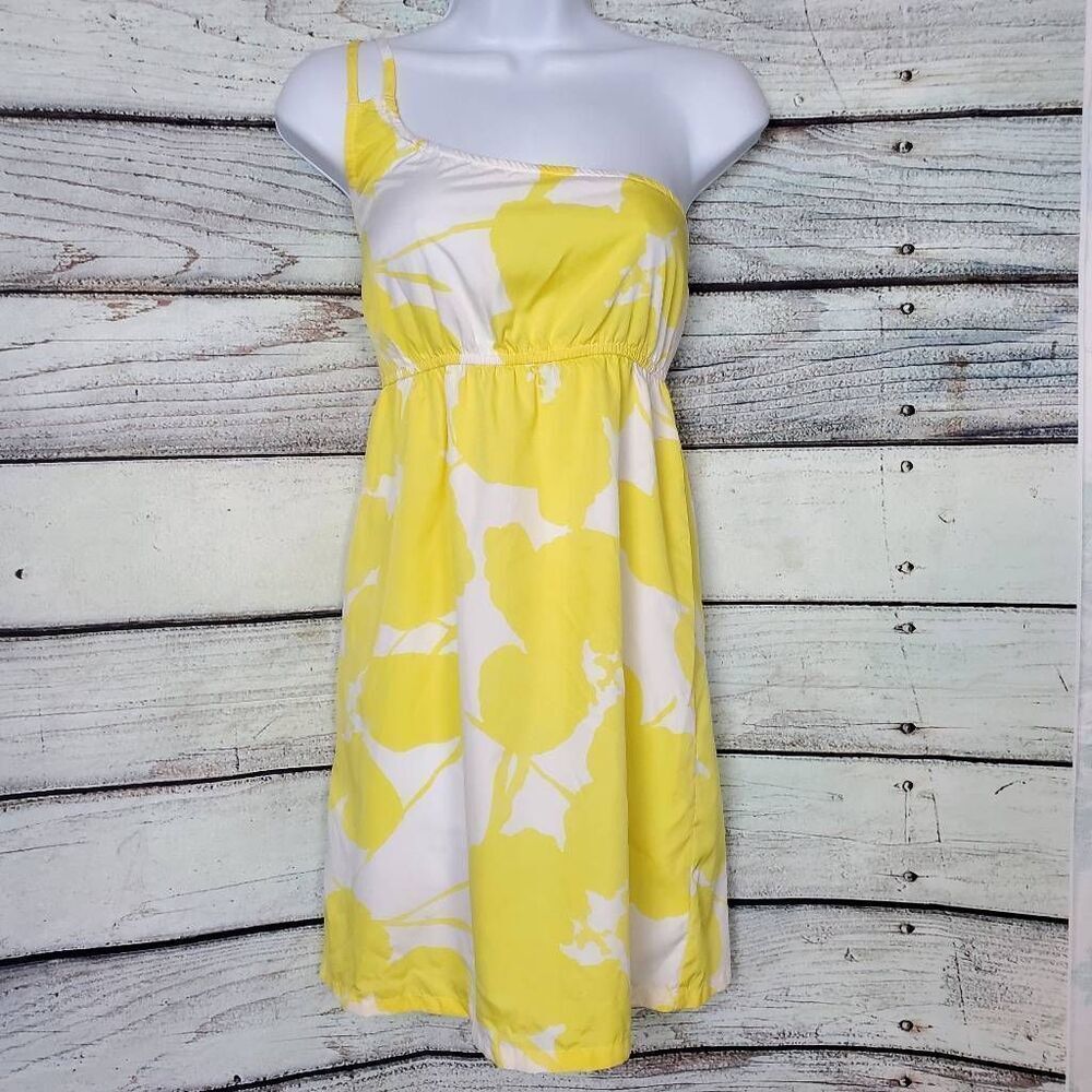 Roxy Women’s Yellow White Floral One Shoulder Dress Size M